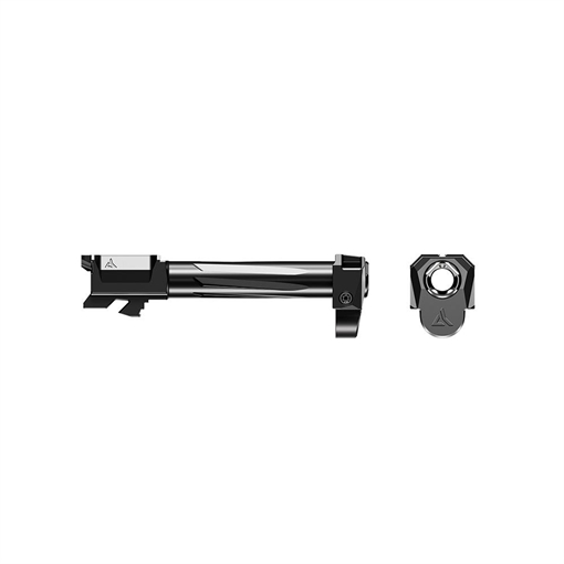 Picture of Radian Weapons RAMJET Fluted Barrel with AFTERBURNER Muzzle Brake, 9MM, Black DLC Finish, INTRA-LOK Mounting System, Fits Glock 19 Gen 4 G19G4-IL-RN G19G4ILRN