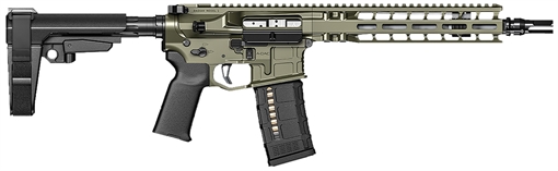 Picture of Radian Weapons Model 1 Pistol 223 Wylde 30+1 10.50", OD Green Billet Rec/M-Lok Handguard, Smooth Buffer Tube (No Brace), Magpul Grip, Ambi Controls, Dead Air QD Flash Hider, Adj. Triggers R0515