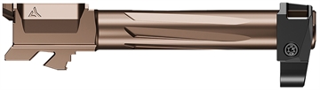 Picture of Radian Weapons RAMJET Barrel, AFTERBURNER Compensator, 9MM, DLC Finish, Bronze and Black, INTRA-LOK Mounting System, Fits Glock 19 Gen4 R0834
