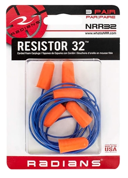Picture of Radians Foam Ear Plugs Corded 32 dB In The Ear Orange 3 Pair FP8100BP