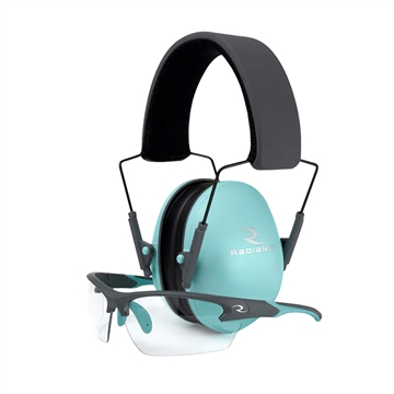 Picture of Radians G4 Junior Shooting Glasses Youth Clear Lens Charcoal Gray with Aqua Accents Frame LS0820CKCS