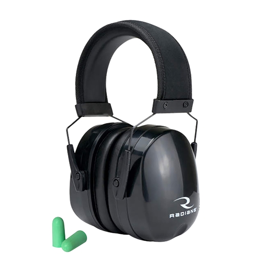 Picture of Radians Maximus Muff Foam 33 dB 28 dB Over the Head Aqua Blue Black Adult 1 Pair MX0100CS