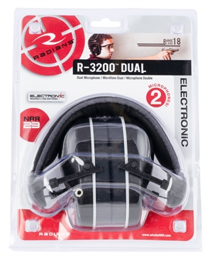 Picture of Radians R-3200 Dual Mic Electronic Muff 23 dB Over the Head Black/Gray Adult 1 Pair R3200ECS