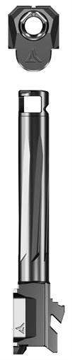 Picture of Radian Weapons RAMJET Fluted Barrel with AFTERBURNER Muzzle Brake, 9MM, Radianite Finish, Black/Gray, INTRA-LOK Mounting System, Fits Glock 17 Gen 5 R0872