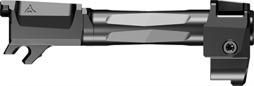 Picture of Radian Weapons RAMJET Fluted Barrel with AFTERBURNER Muzzle Brake, 9MM, Radianite Finish, Black/Gray, INTRA-LOK Mounting System, Fits Glock 19 Gen 4 R0874