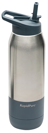 Picture of RapidPure Purifier + Insulated Steel Bottle Compatible With Most 2.5" Water Bottles, Stainless Steel, 3.5" x 3.5" x 11.1", Includes Ultralight Straw 01600124