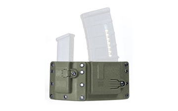 Picture of Raven Concealment Systems Copia, Double Magazine Pouch, Ambidextrous, Fits (1) AR-15 Magazine and 1-Double Stack Pistol Magazine, Pistol Pouch is Oriented in Front of Rifle Pouch, Matte Finish, Black COPIAPRBK