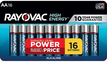 Picture of Rayovac AA HIGH ENERGY Alkaline Batteries Silver/Blue 1.5 Volts 2,700 mAh (16) Single Pack 81516LT03