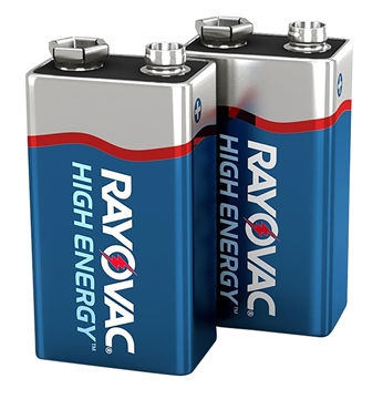 Picture of Rayovac 9V HIGH ENERGY Alkaline Batteries Silver/Blue 9 Volts 565 mAh (2) Single Pack T A16042J