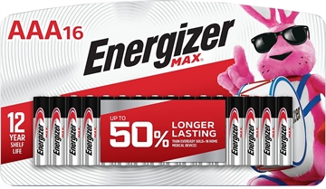 Picture of Energizer AAA Max Black/Silver 1.5V Alkaline Qty (16) Single Pack E92LP16F3