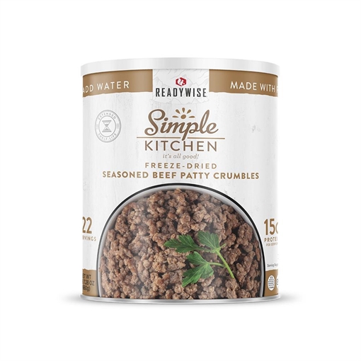 Picture of Readywise Freeze-Dried Seasoned Beef Patty Crumbles #10 Can 22 Serving RWSKCN03-012
