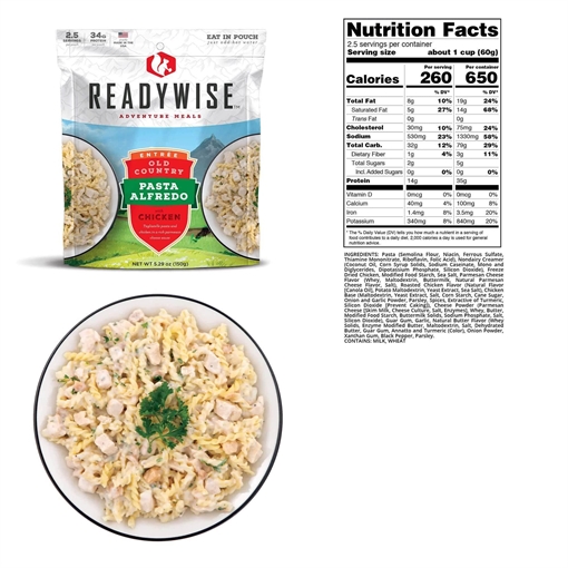 Picture of Readywise Old Country Pasta Alfredo with Chicken - 5.29 oz RW05-002