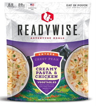 Picture of ReadyWise Outdoor Food Kit Crest Peak Creamy Pasta and Chicken 2.5 Servings In A Resealable Pouch, 6 Per Case RW05006
