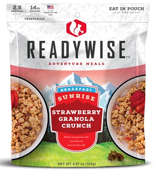 Picture of ReadyWise Outdoor Food Kit Sunrise Strawberry Granola Crunch Breakfast Entree 2.5 Servings In A Resealable Pouch, 6 Per Case RW05007
