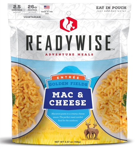 Picture of ReadyWise Outdoor Food Kit Golden Fields Mac and Cheese 2.5 Servings In A Resealable Pouch, 6 Per Case RW05009