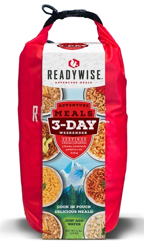 Picture of ReadyWise Outdoor Food Kit 3 Day Weekender Pack w/Dry Bag Includes 6 Entrees, 3 Breakfasts and 3 Snacks RW05918