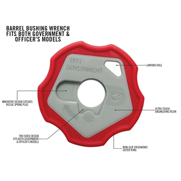 Picture of Real Avid Tool, 1911 Smart Wrench, Rubber/Plastic Construction, Fits 1911 Barrel Bushing, Red & Grey Finish AV1911SW