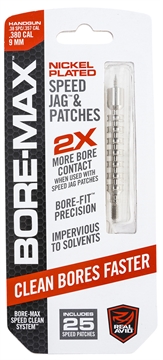 Picture of Real Avid Bore-Max Speed Jag 9mm/380 Cal Pistol Firearm Nickel-Plated Includes 25 Speed Patches AVBMJAG9MM