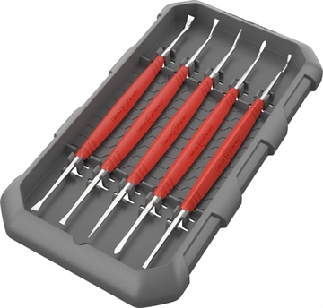 Picture of Real Avid Accu-Grip Steel Picks, Set of 5 Double Sided Picks, Silver with Red Rubber Grips AVAGSPS