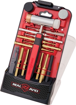 Picture of Real Avid Accu-Punch Hammer & Punch Set, Includes Rubber/Brass/Nylon/Steel Hammer Heads, Brass Punch Sizes 3/32", 1/8", 5/32", 1/16", 5/64" AVHPS-B