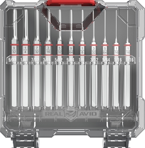 Picture of Real Avid Accu-Punch Standard Pin Punch Set Silver Steel Universal Firearm 11 Pieces AVAPKS