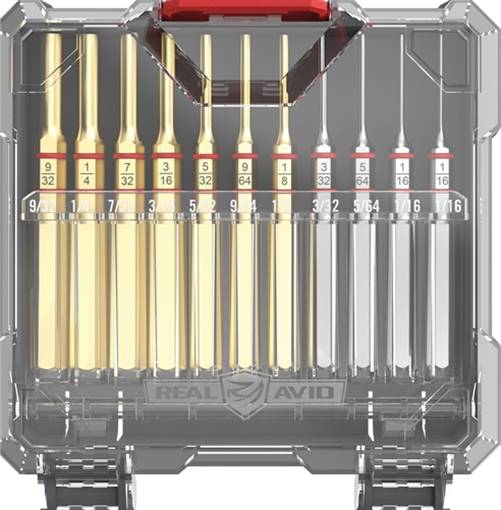 Picture of REAL AVID ACCU-PUNCH 11 PIECE STANDARD BRASS & STEEL PIN PUNCH SET ( 12 PER CASE ) AVAPKB