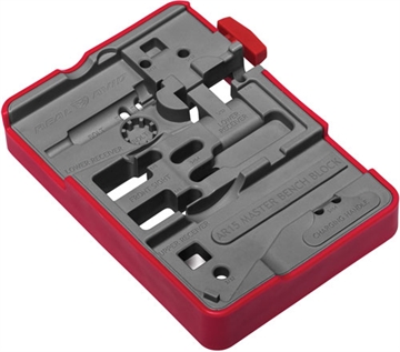 Picture of Real Avid Master Bench Block, Rubber/Plastic Material, Red/ Grey Finish, Bench Block for AR Style Rifles AVAR15MBB