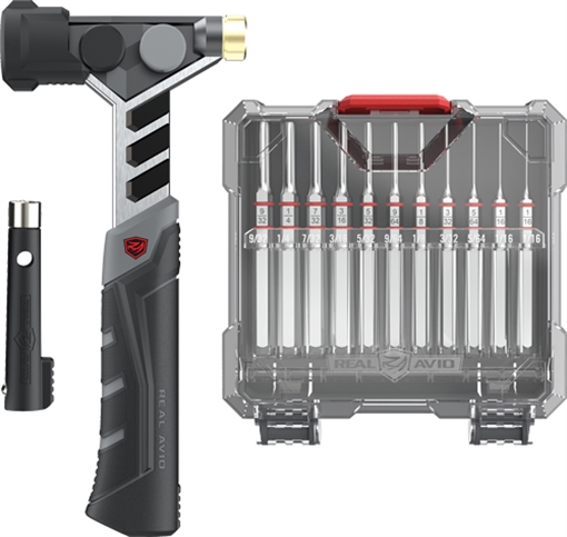 Picture of Real Avid Master Hammer and Accu-Punch Pin Punch Set Black/Silver Steel Universal Firearm 11 Pieces AVAMHAPS