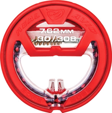 Picture of Real Avid Bore Boss, Ultra-Compact Bore Cleaning System, Fits .30, .308, 7.62mm Caliber Firearms, Dual Action Cable, Integrated Phosphor Bronze Brush/Braided Mop, Flex-Case Handle, Self-Storing avbb308