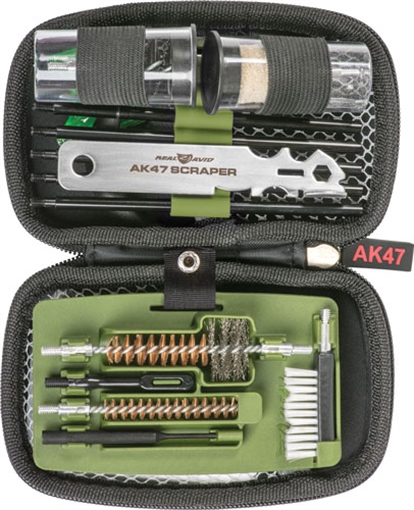Picture of Real Avid Real Avid, Gun Boss, AK47 Cleaning Kit, Threaded Rods, T-Handle, Brushes, Mop, Drift Pin Punch With Gas Port Scraper Tip, Bore Illuminator, Safety Flag, Carbon Scraper, Cleaning Patches, Includes Zippered Case With Ballistic Nylon Shell AVGCKAK47