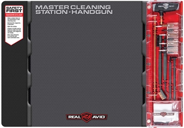 Picture of Real Avid Master Cleaning Station, Handgun Cleaning Kit, For .22, .357, .38, .40, .45, 9mm, Deluxe Gun Mat With Set Of Cleaning Tools AVMCS-P AVMCSP