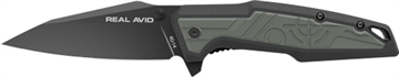 Picture of Real Avid RAV-1, Folding Knife, Plain Edge, Matte Finish, Green and Black, Nylon Handle, 3.25" Blade Length, 7.75" Overall Length, Liner Lock, Stainless Steel AVRAV1