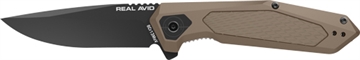 Picture of Real Avid RAV-3, Folding Knife, Plain Edge, Matte Finish, Black and Tan, Aluminum Handle, 3.25" Blade Length, 7.75" Overall Length, Liner Lock, Assisted Opening, Stainless Steel AVRAV3