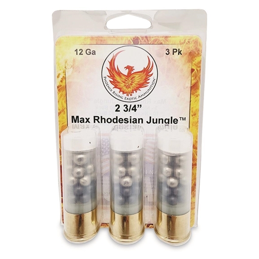Picture of Reaper Defense Exotic Ammo Rhodesian Jungle Shotshells 12 ga 2-3/4" 1150 fps  #4/#2/00 3/ct PR-RHODESIAN JUNGLE