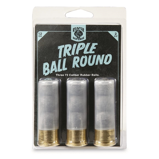 Picture of Reaper Defense Triple Ball Round Shotshell 12ga 2-3/4" Rubberballx3 3/ct RDG1203