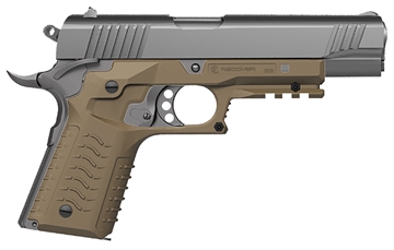 Picture of Recover Tactical CC3H-02 Grip & Rail System Tan Polymer Picatinny for Standard Frame 1911 CC3H02