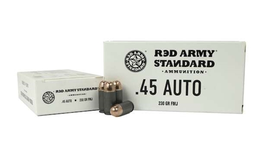 Picture of RED ARMY STANDARD AMO 45 AUTO 230GR LEAD CORE FMJ STEEL CASE 50-RD BOX (10 BOXES PER CASE) AM3262