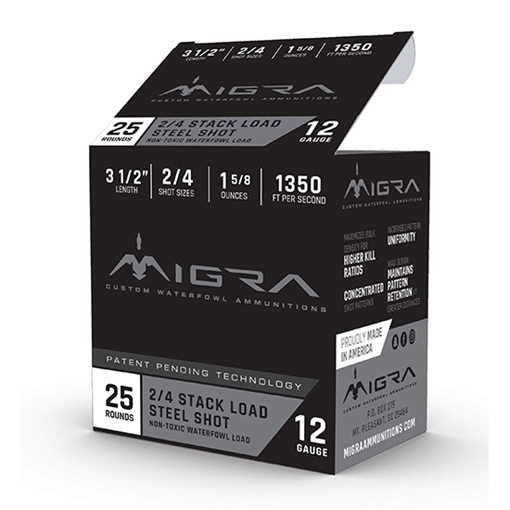 Picture of MIGRA AMMUNTION STAXD STEEL 12GA 3.5 1-5/8OZ #2-4 25/10 M12LS24