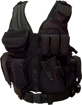 Picture of RED ROCK CROSS DRAW VEST BLACK 3 PISTOL AND 3 M4 MAG POUCHES 520BLK