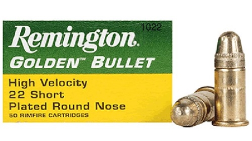 Picture of Remington Ammunition Golden Bullet 22Short 29gr Plated Lead Round Nose 50 Per Box/100 Case 21000