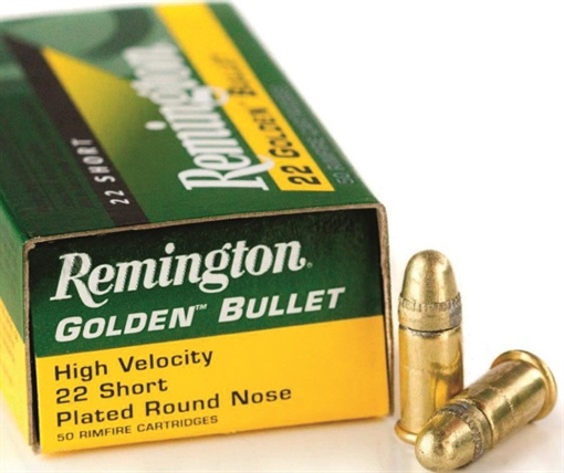 Picture of Remington Ammunition Golden Bullet 22Short 29gr Plated Lead Round Nose 100 Per Box/50 Case 21001