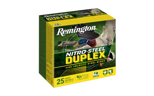 Picture of Remington Nitro Steel Duplex Magnum, 12 Gauge, 3", BB and #2, Zinc-Plated Steel, 25 Round Box R20323