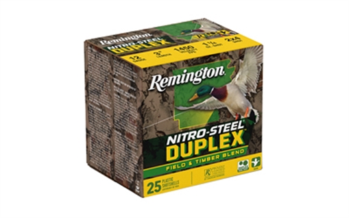 Picture of Remington Nitro Steel Duplex, Field & Timber, 12 Gauge, 3", #2 and #4 Shot, Zinc Plated, 25 Round Box R20049