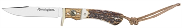 Picture of Remington Accessories Guide Jr. 6.50" Fixed Skinner Stainless Steel Blade, Stag Bone Handle w/Remington Shield, Nickle Silver Bolsters, Includes Sheath 15655