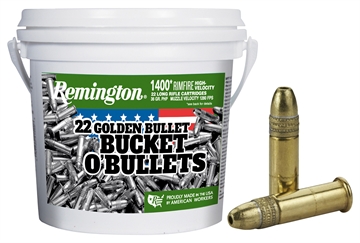 Picture of Remington Ammunition Golden Bullet Bucket O Bullets 22LR 36gr Plated Hollow Point 1400 Per Box/4 Case *Bucket 21231-