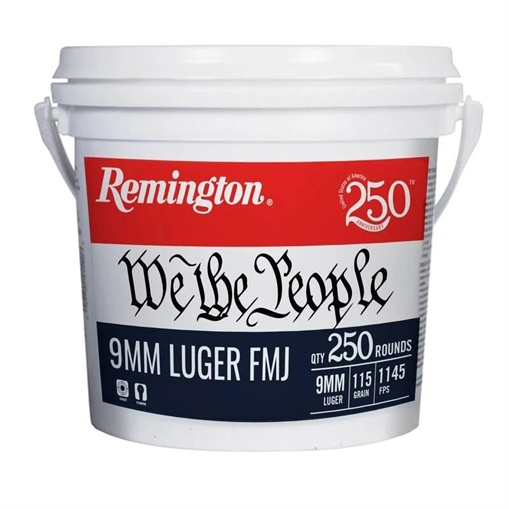 Picture of Remington "We the People" Handgun Ammunition 9mm Luger 115gr FMJ 1145 fps 250/ct Bucket 21385