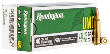 Picture of Remington Ammunition UMC Value Pack 22-250Rem 50gr Jacketed Hollow Point 40 Per Box/10 Case 23783