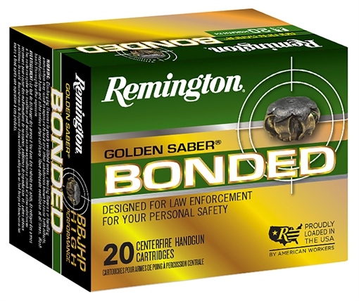 Picture of Remington Ammunition Golden Saber Bonded 10mmAuto 180gr Bonded Brass Jacketed Hollow Point 20 Per Box/25 Case R21368