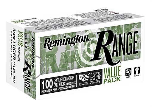 Picture of Remington Ammunition Range Value Pack 9mmLuger 115gr Full Metal Jacket 100 Per Box/5 Case R23979