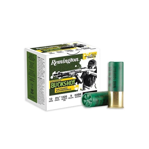 Picture of Remington Buckshot 12 ga 2 3/4" 3 3/4 dr 9 plts #00 1325 fps - 250/Case (10Boxes 25/ct) 20411CASE